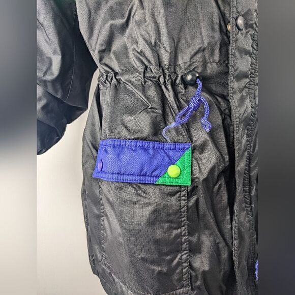 Vintage ski jacket, windbreaker spring breaker 80s 90s black green blue KARHU- M - Picture 6 of 7